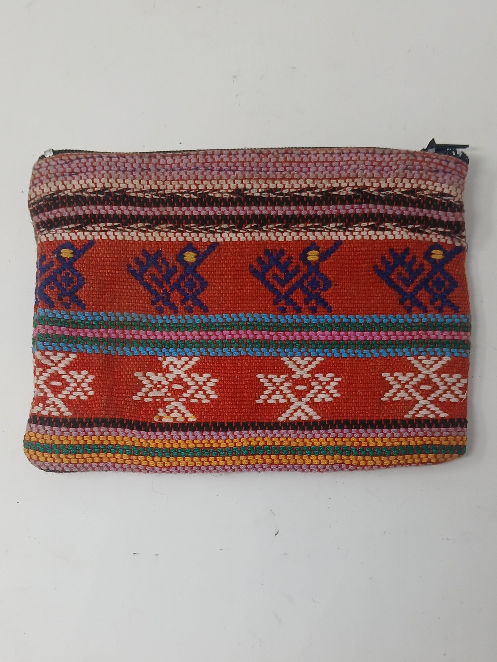 Vintage Hand Woven Mayan Guatemalan Coin Pouch Zippered Wallet Artisan Bird